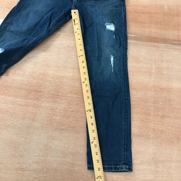 Level 99 Piper Jeans Women Size 27 Blue Denim Distressed Mid Rise Dark Wash - Picture 8 of 11
